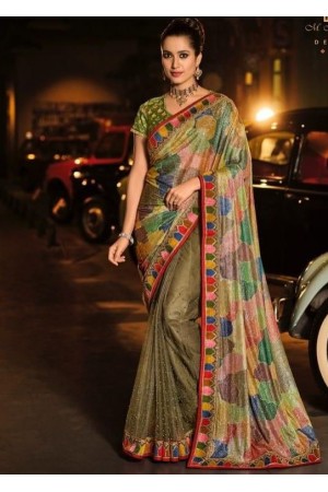 Green Designer Net Saree